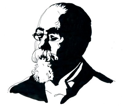 Retrato de Cesare Lombroso (1835-1909) fundador da Escola Italiana de Criminologia (Retrato de Cesare Lombroso criminologista e médico italiano, fundador da Escola Italiana de Criminologia Positivista) de Alessandro Lonati