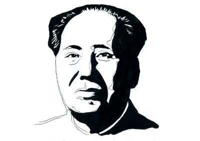 Retrato do revolucionário comunista chinês e do pai fundador da República Popular da China Mao Tse Tung de Alessandro Lonati