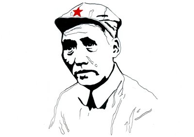 Retrato do revolucionário comunista chinês e do pai fundador da República Popular da China Mao Tse Tung de Alessandro Lonati