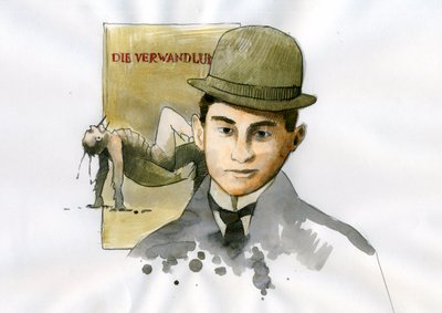Retrato de Franz Kafka (1883-1924), escritor checo (Retrato do escritor Franz Kafka) de Alessandro Lonati