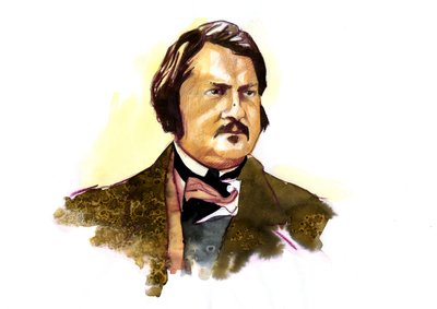Retrato de Honore Balzac (1799 - 1850), escritor francês (Retrato do escritor francês Honore de Balzac) de Alessandro Lonati