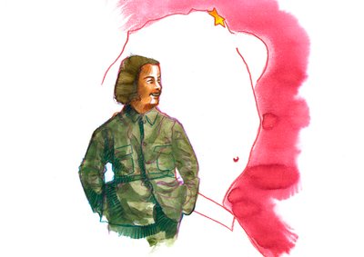 Retrato de Jiang Qing (1914-1991) Mulher de Mao Tse Tung (Retrato de Jiang Qing como Madame Mao) de Alessandro Lonati