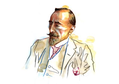 Retrato de Joseph Conrad (1857 - 1924), escritor britânico por volta de 1920 - 1923 (retrato do escritor inglês Joseph Conrad) de Alessandro Lonati