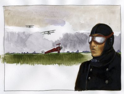 Retrato de Manfred von Richthofen apelida o barão vermelho (1892-1918) aviador alemão (Retrato de Manfred von Richthofen, o barão vermelho, piloto de caça alemão) Ilustração de Alessandro Lonati de Alessandro Lonati