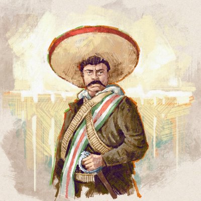 Retrato do revolucionário mexicano Pancho Villa, 2023 (ilustração) de Alessandro Lonati