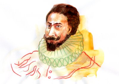Retrato de Miguel de Cervantes Saavedra (1547-1616) (Retrato do escritor espanhol Miguel de Cervantes Saavedra) de Alessandro Lonati