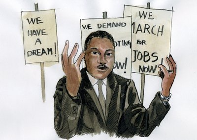 Retrato do Pastor Martin Luther King (estampado) de Alessandro Lonati