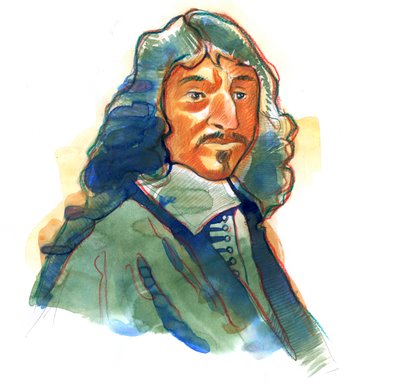 Retrato de René Descartes (1596-1650), filósofo e escritor inglês de Alessandro Lonati