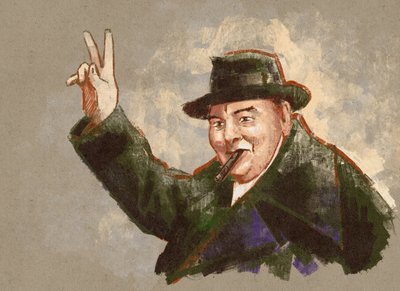Retrato de Sir Winston Leonard Spencer Churchill (ilustração) de Alessandro Lonati