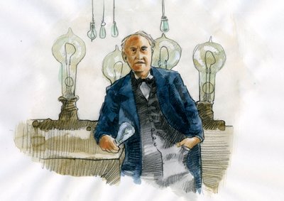 Retrato de Thomas Edison (1847-1931) Inventor Científico e Industrial Americano (Retrato de Thomas Edison inventor e empresário americano) de Alessandro Lonati