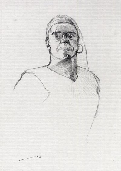 Retrato de um pirata (corsário) ou busto de um marinheiro. Desenho de Alessandro Lonati de Alessandro Lonati