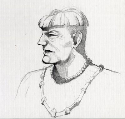 Retrato de um pirata (corsário) ou busto de um marinheiro. Desenho de Alessandro Lonati. de Alessandro Lonati