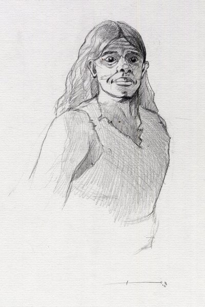 Retrato de um pirata (corsário) ou busto de um marinheiro. Desenho de Alessandro Lonati. de Alessandro Lonati