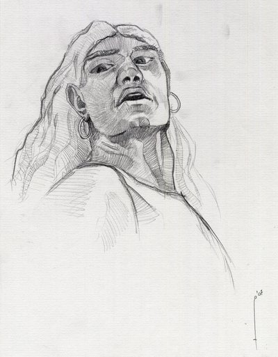 Retrato de um pirata (corsário) ou busto de um marinheiro. Desenho de Alessandro Lonati. de Alessandro Lonati