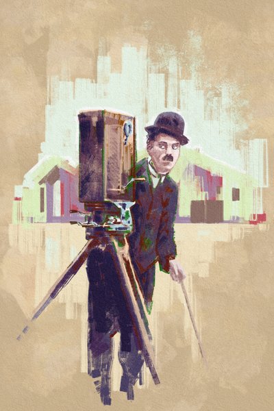 Retrato do actor e realizador Charlie Chaplin (ilustração) de Alessandro Lonati