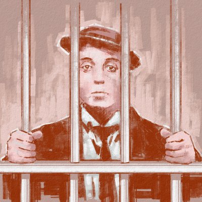 Retrato do realizador e actor Buster Keaton (ilustração) de Alessandro Lonati