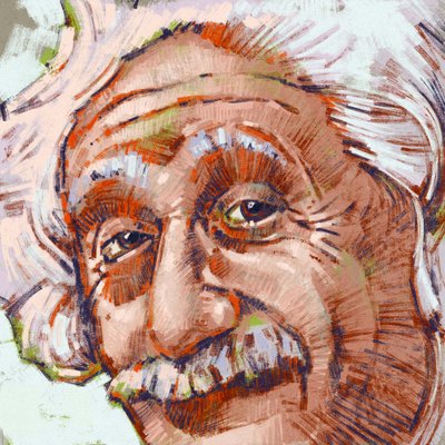Retrato do cientista Albert Einstein (ilustração) de Alessandro Lonati