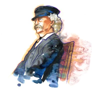 Retrato do escritor americano Mark Twain (1835-1910) de Alessandro Lonati