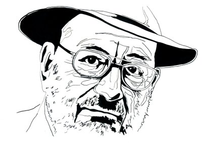 Retrato do intelectual italiano Umberto Eco (1932-2016) de Alessandro Lonati