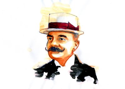 Retrato do escritor italiano Emilio Salgari (1863-1911) (Retrato do escritor italiano Emilio Salgari) de Alessandro Lonati
