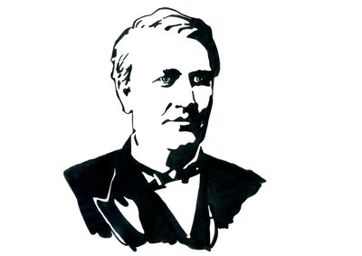 Retrato do Físico Thomas Edison (1847-1931) Desenho de Alessandro Lonati