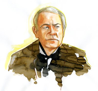 Retrato do Físico Thomas Edison (1847-1931) Desenho de Alessandro Lonati