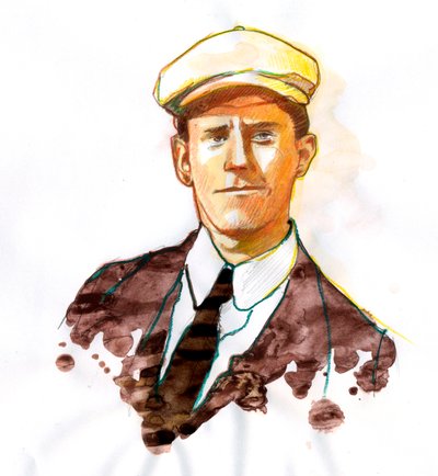 Retrato do escritor James Joyce (1882-1941) (Retrato do romancista e poeta irlandês James Joyce) de Alessandro Lonati