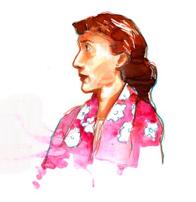 Retrato da escritora Virginia Woolf (1882-1941) Mulher de cartas inglesas (Retrato da escritora britânica Virginia Woolf) de Alessandro Lonati