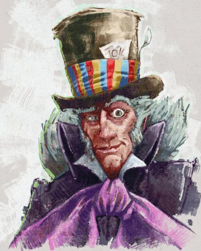 Retrato do chapeleiro louco (ilustração) de Alessandro Lonati