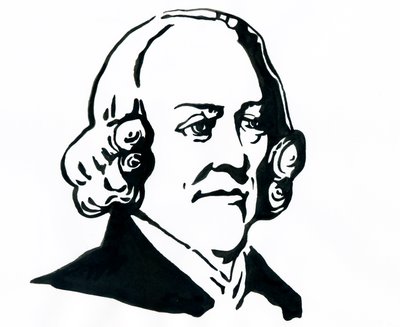 Retrato do filósofo e economista Adam Smith (1723-1790) Desenho de Alessandro Lonati
