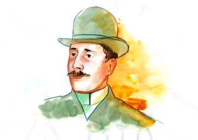 Retrato do poeta Guillaume Apollinaire (1880-1918) (poeta inglês Guillaume Apollinaire) de Alessandro Lonati