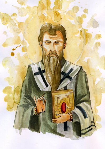 Representação de Basílio de Cesareia ou São Basílio o Grande (329-379) - Ilustração de Alessandro Lonati de Alessandro Lonati
