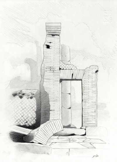 Ruínas da era romana em Roma, Fórum (foro romano) Desenho de Alessandro Lonati. de Alessandro Lonati