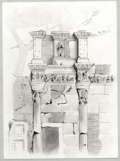 Ruínas da era romana em Roma, Fórum (foro romano) Desenho de Alessandro Lonati. de Alessandro Lonati