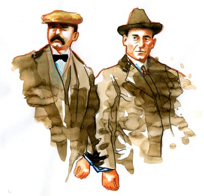 Caso Sacco e Vanzetti: retrato dos anarquistas italianos Bartolomeo Vanzetti (à esquerda) e Nicola Zacco - (Retrato dos anarquistas italianos Bartolomeo Vanzetti (à esquerda) e Nicola Sacco) de Alessandro Lonati