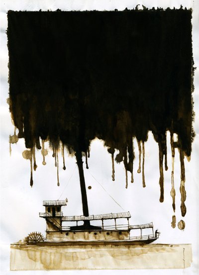 Ilustração a vapor do novo "In the Heart of Darkness" de Joseph Conrad. 2012 de Alessandro Lonati