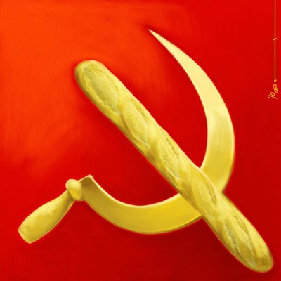 A foice e a varinha de condão. A alegoria do comunismo em França. 2010 Desenho a cores de Alessandro Lonati. de Alessandro Lonati