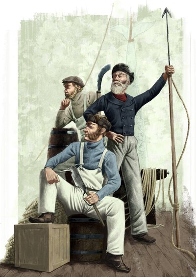 Três baleias de Alessandro Lonati