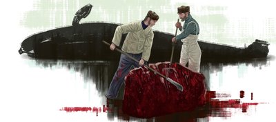 Duas baleias, cortando uma baleia de Alessandro Lonati