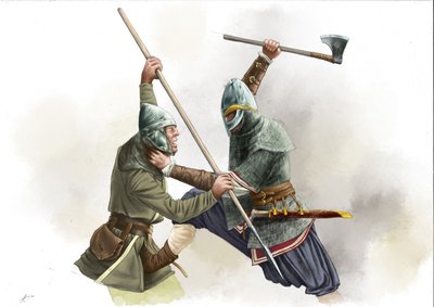 Combate de guerreiros vikings de Alessandro Lonati