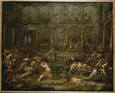 Chegada dos escravos da galé à prisão de Génova (pintura sobre tela) de Alessandro Magnasco