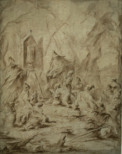 Cantor de baladas num santuário da Virgem de Alessandro Magnasco