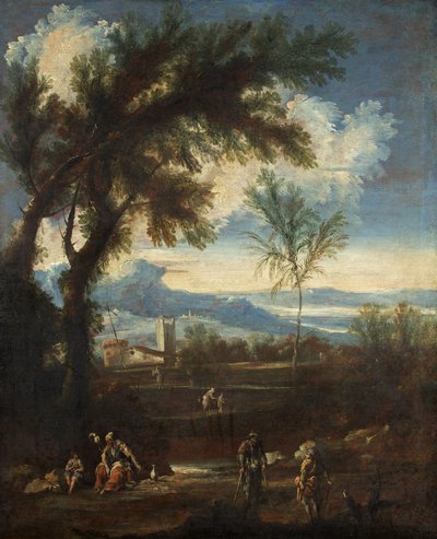 Paisagem com figuras, c.1710-40 (óleo sobre tela) de Alessandro Magnasco