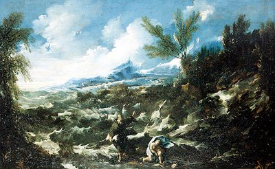 Santo Agostinho com a criança e a concha, c.1720-25 de Alessandro Magnasco