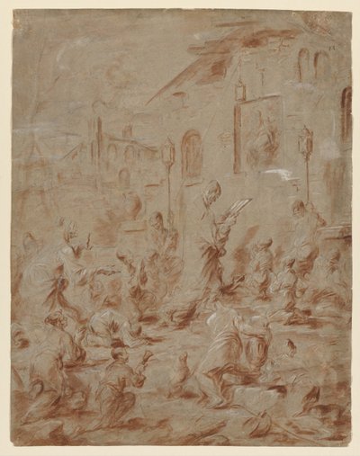 Adoradores em um santuário da rua, 173040. de Alessandro Magnasco