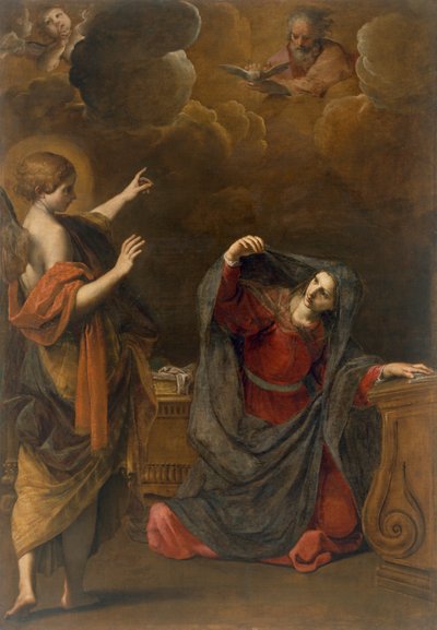 Anunciação de Alessandro Tiarino (1577-1668), óleo sobre tela, 209x144, 5 cm de Alessandro Tiarini