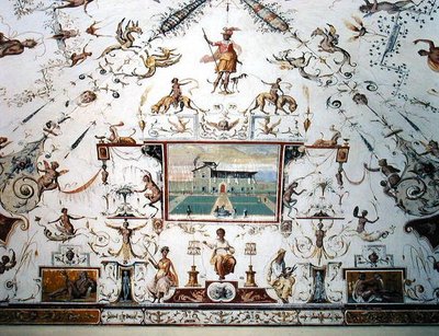 Tecto da Saletta, c.1570 (mural) de Alessandro del (attr.to) Barbiere