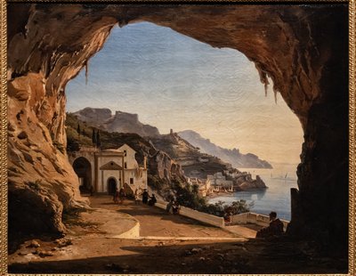 A caverna dos Capichins em Amalfi, c.1850 (óleo sobre tela) de Alessandro la Volpe