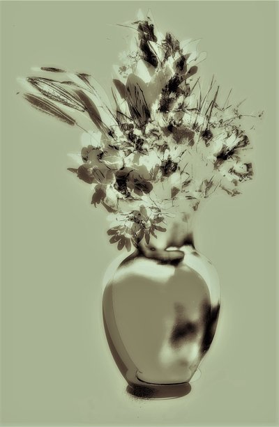 green still life,2019,(mixed media) de Alex Caminker