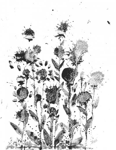 Flores com salpicos de tinta de Alex Walsh